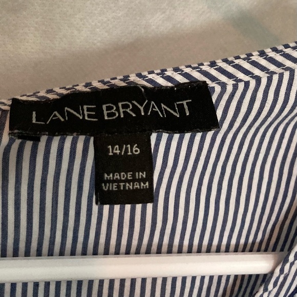 Lane Bryant Blue White Stripe Nautical Floral Embroidery Waist Women's 14 16 - Picture 9 of 16